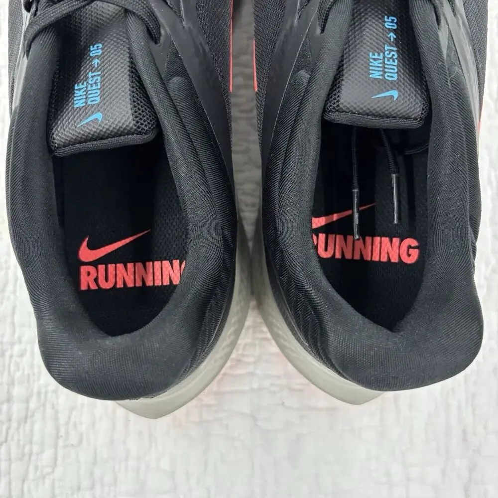 Nike Quest 5 Men’s Size 10 Black Bright Crimson Running Shoes